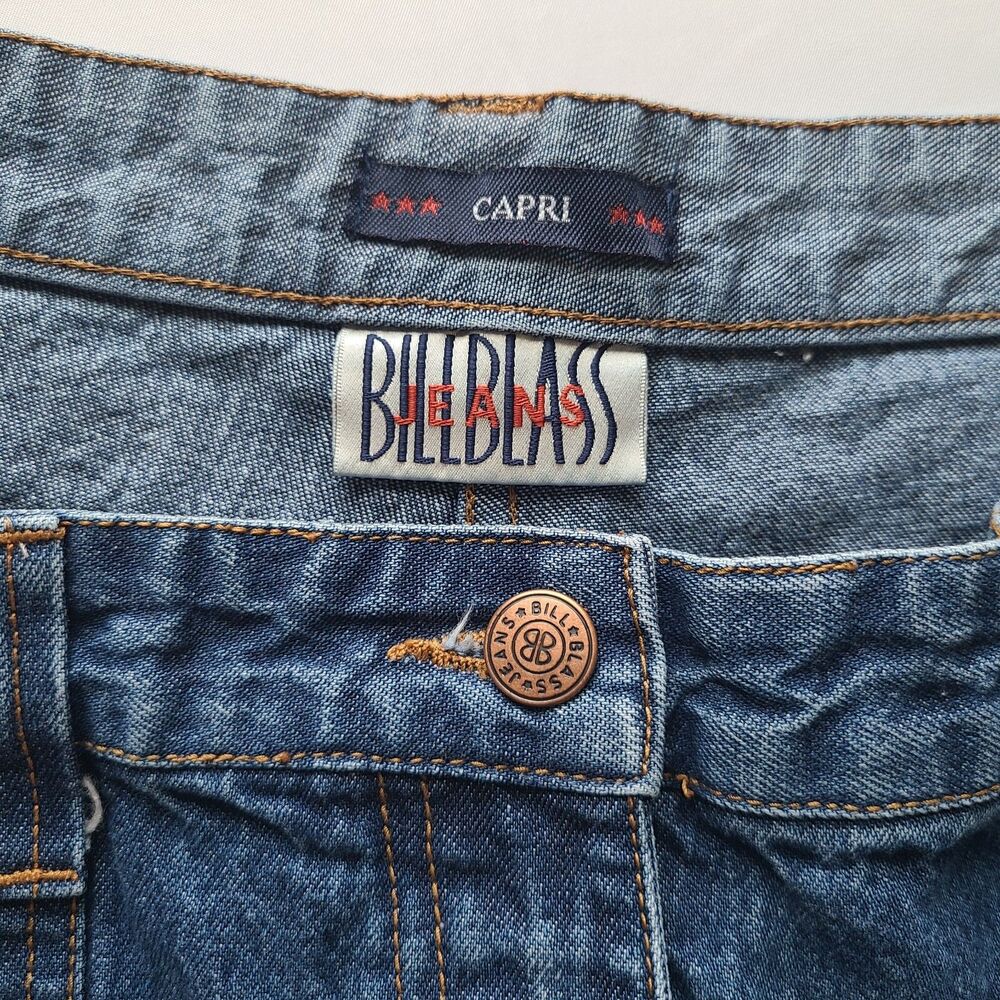 VTG 90s Womens Sz 18 Carpenter Denim Capri Pants High Rise Cropped Utility Jeans - Picture 4 of 6